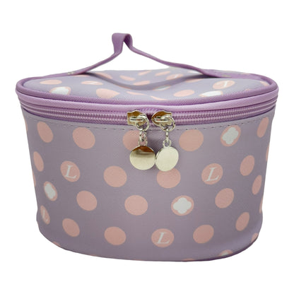 Vegan Leather Polk Dot  Print Cosmetic Case Travel BAG FB211 (4PC)