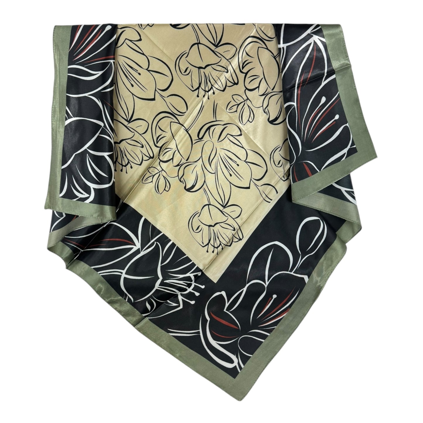 Satin Scarf Flower Pattern in Square ST4612-5 (12PC)