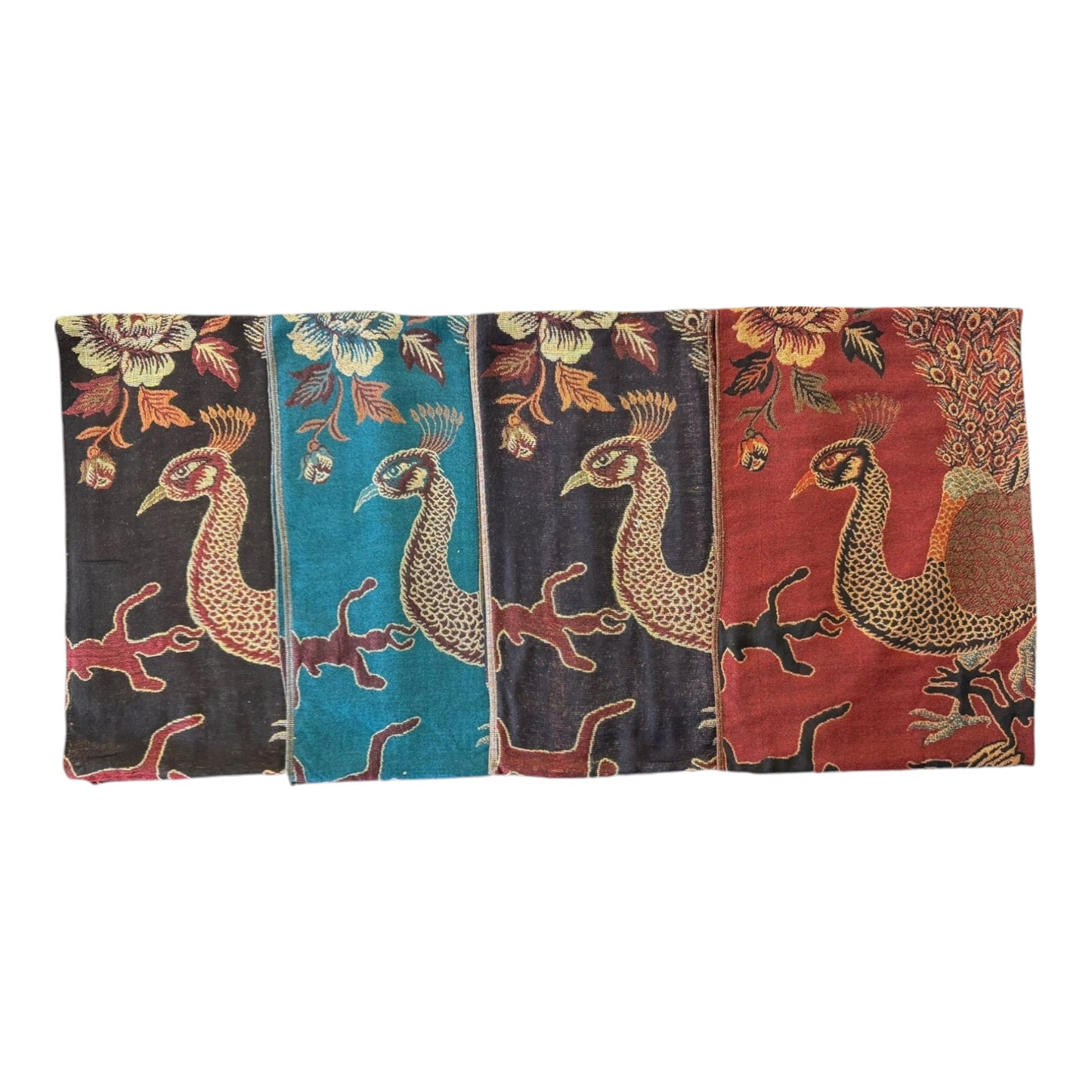 Metallic Pashmina Peacock  SCF4815-14 (12PC)