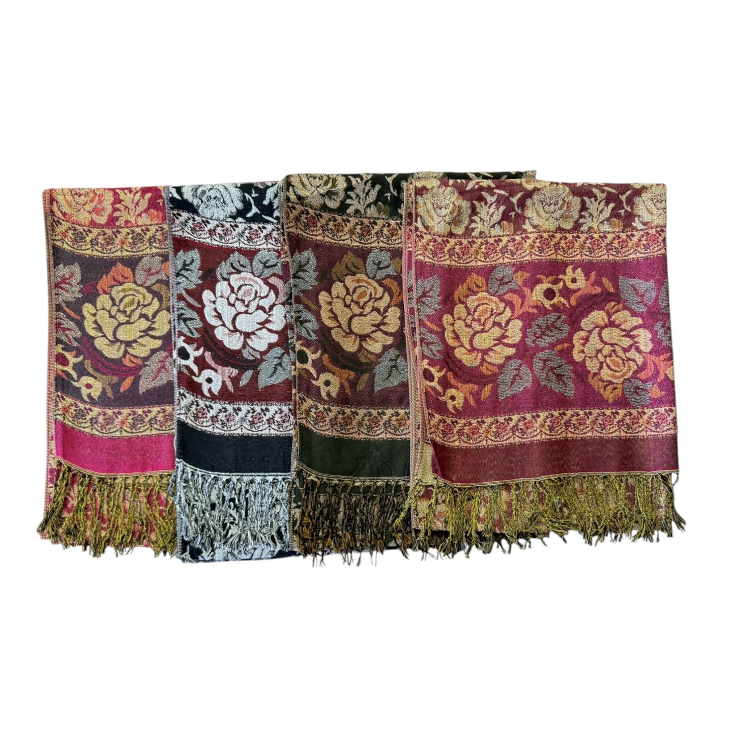 Metallic Pashmina Rose SCF4815-5 (12PC)
