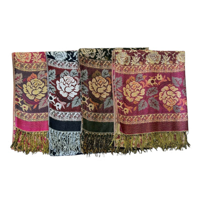 Metallic Pashmina Rose SCF4815-5 (12PC)