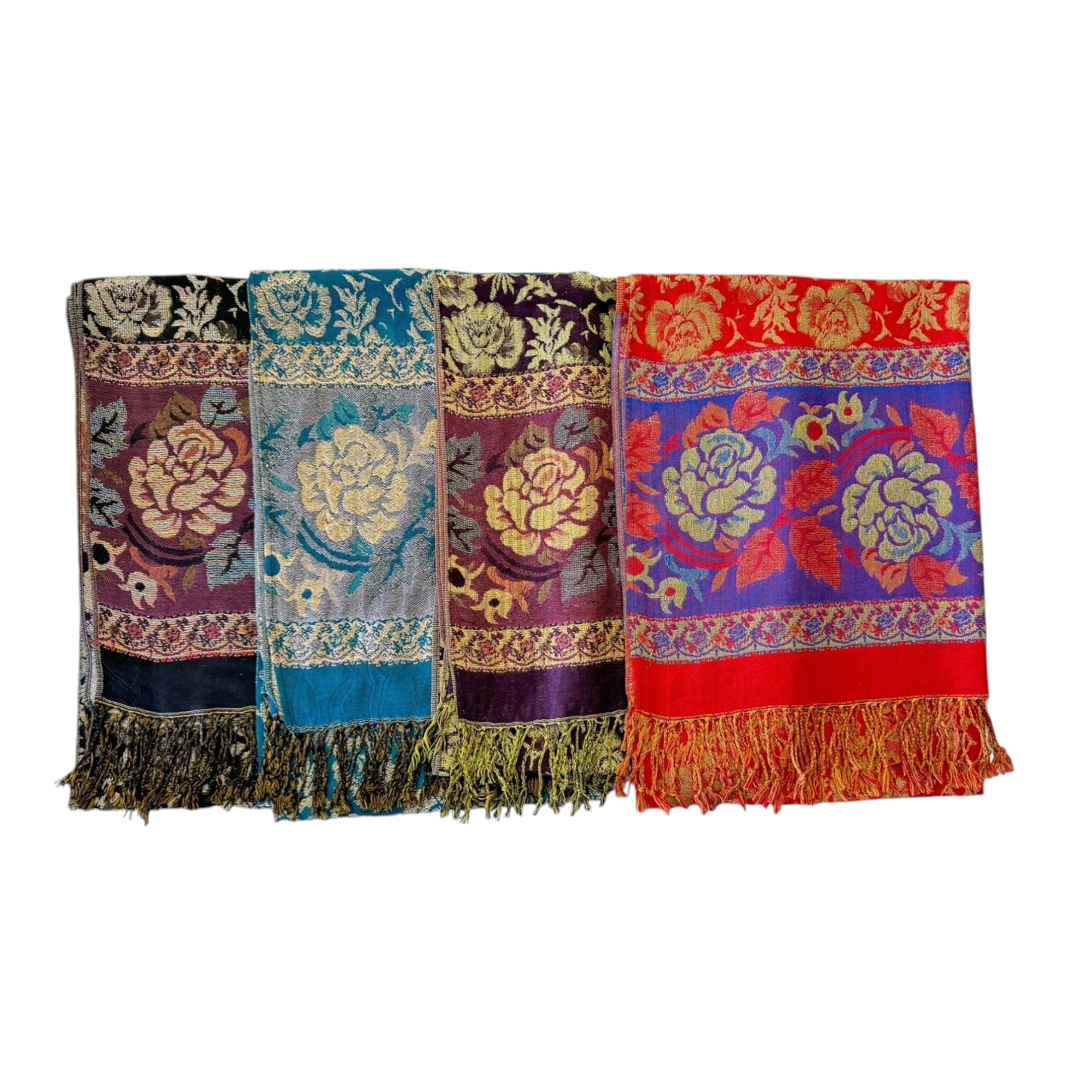 Metallic Pashmina Rose SCF4815-5 (12PC)