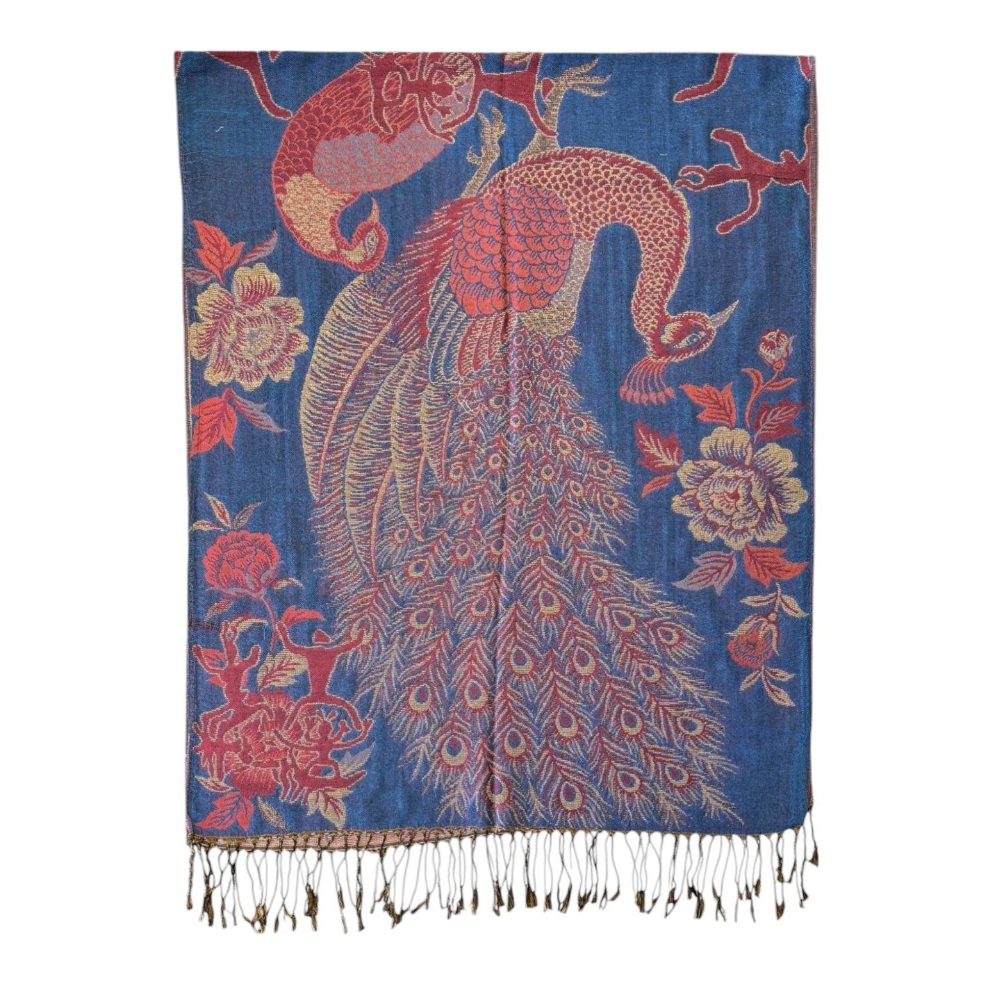 Metallic Pashmina Peacock  SCF4815-14 (12PC)