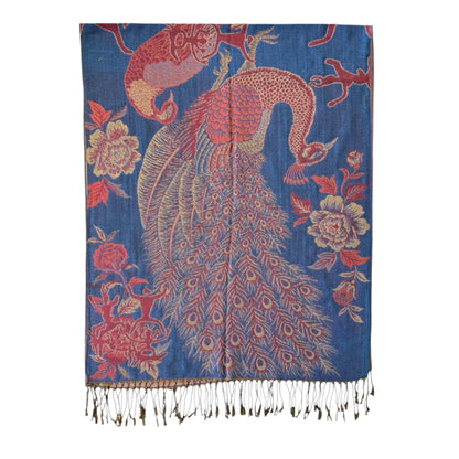 Metallic Pashmina Peacock  SCF4815-14 (12PC)