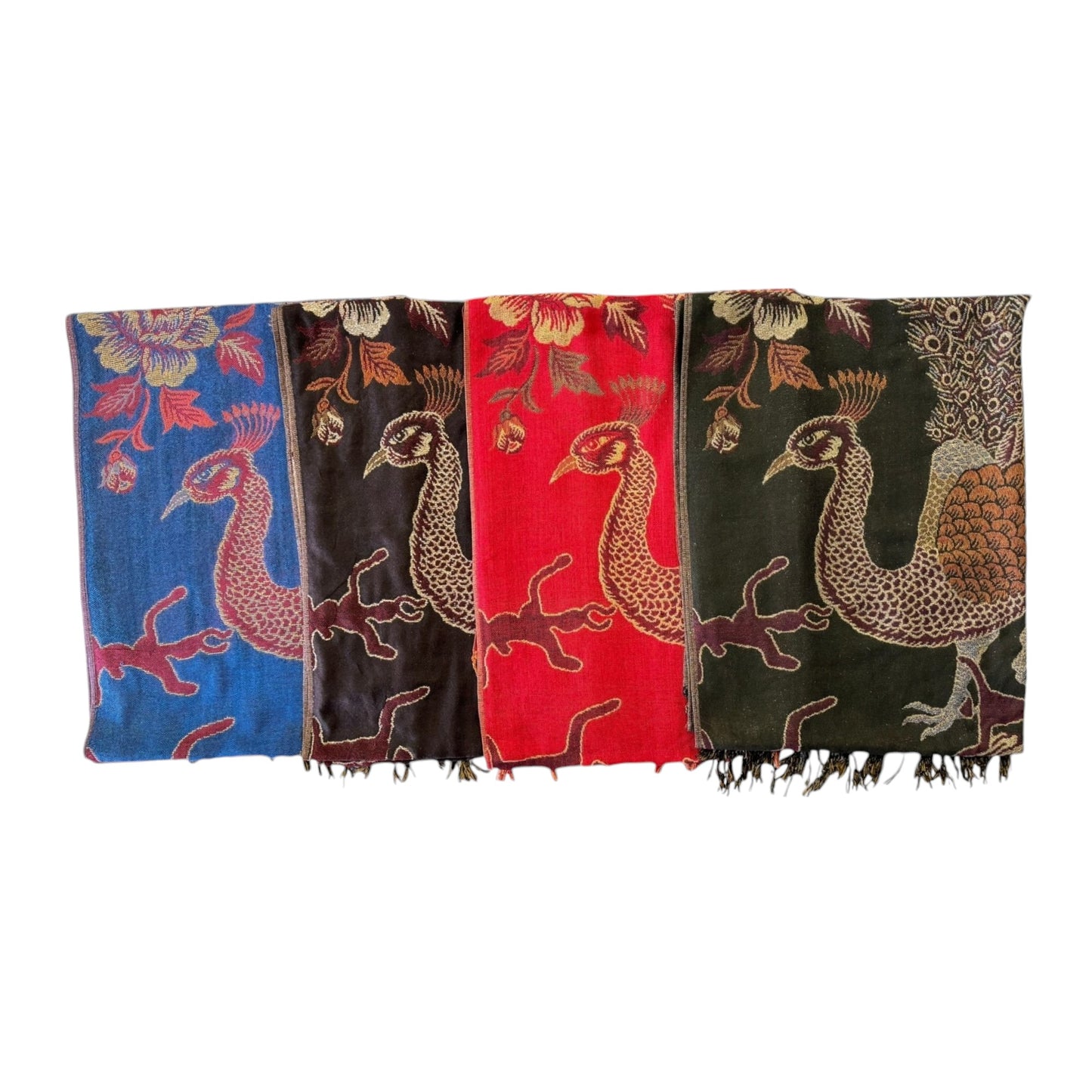 Metallic Pashmina Peacock  SCF4815-14 (12PC)