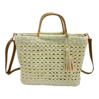 Rattan Beach Tote Shoulder Bag With Tassel BG4225-2. (1pc)