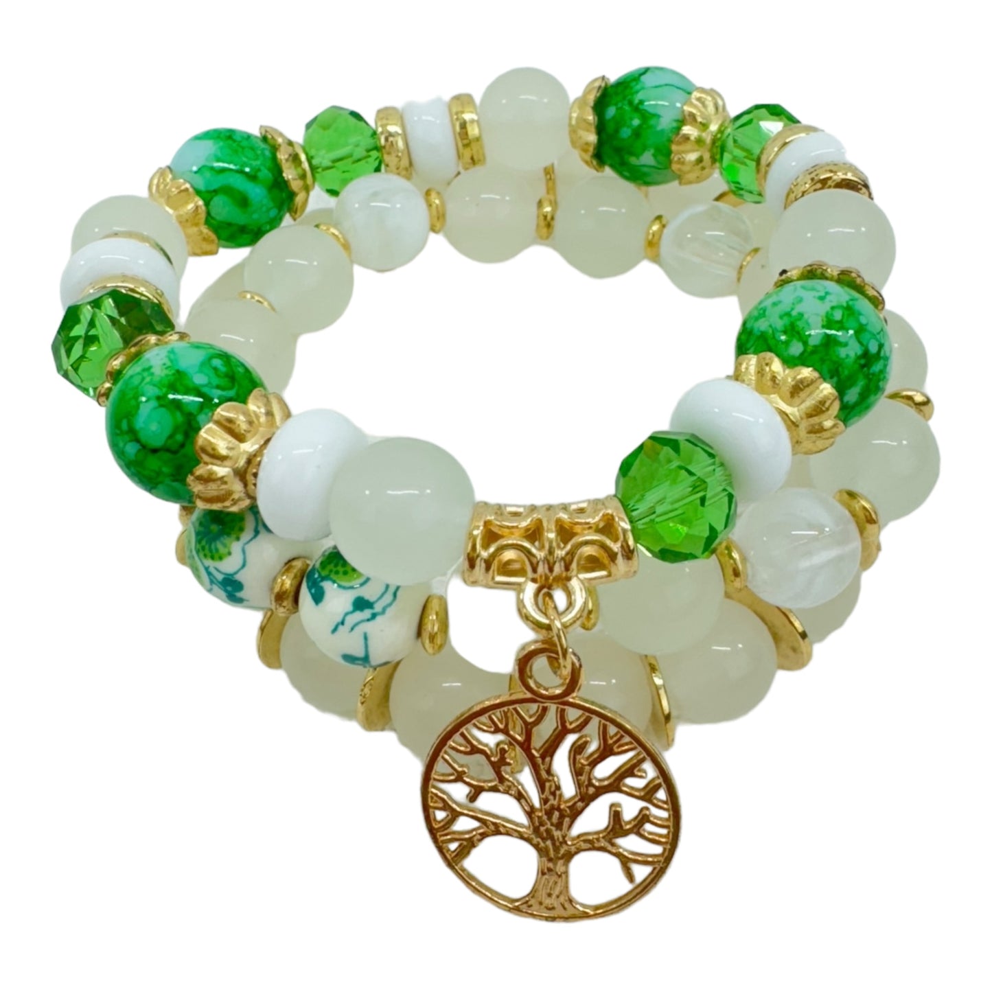 Natural Stone the Tree of Life Charm Bracelet Set BR4228-11 (12PC)