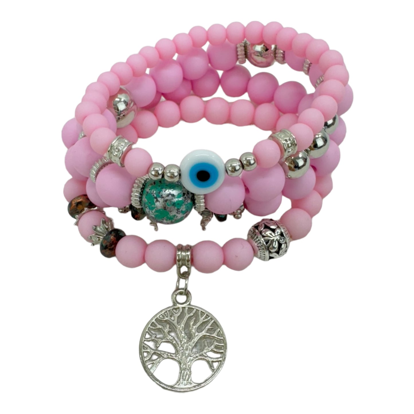 Natural Stone Evil Eye Bracelet Set BR4228-12 (12PC)