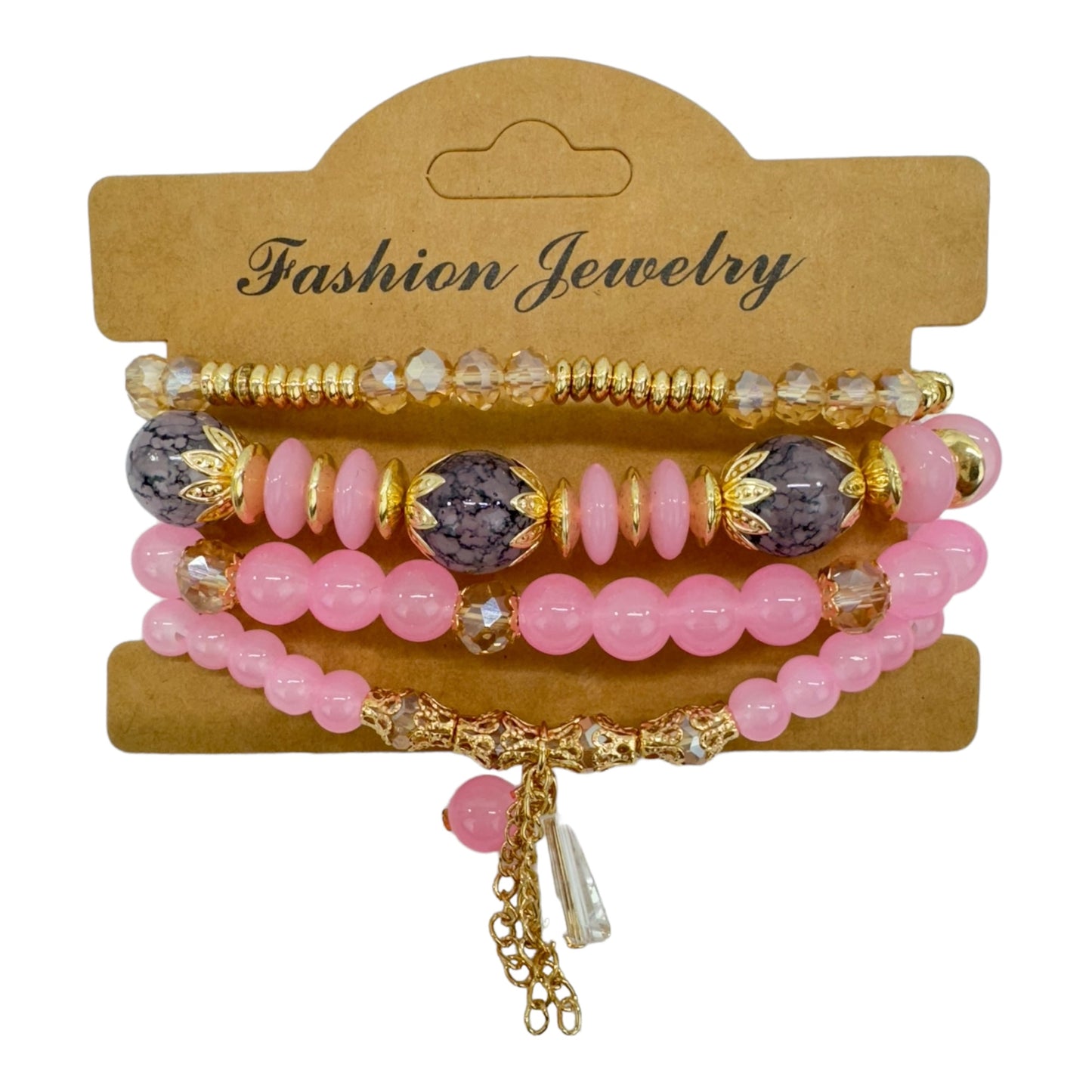 Natural Stone Crystal Charm Bracelet Set  BR4228-15 (12PC)