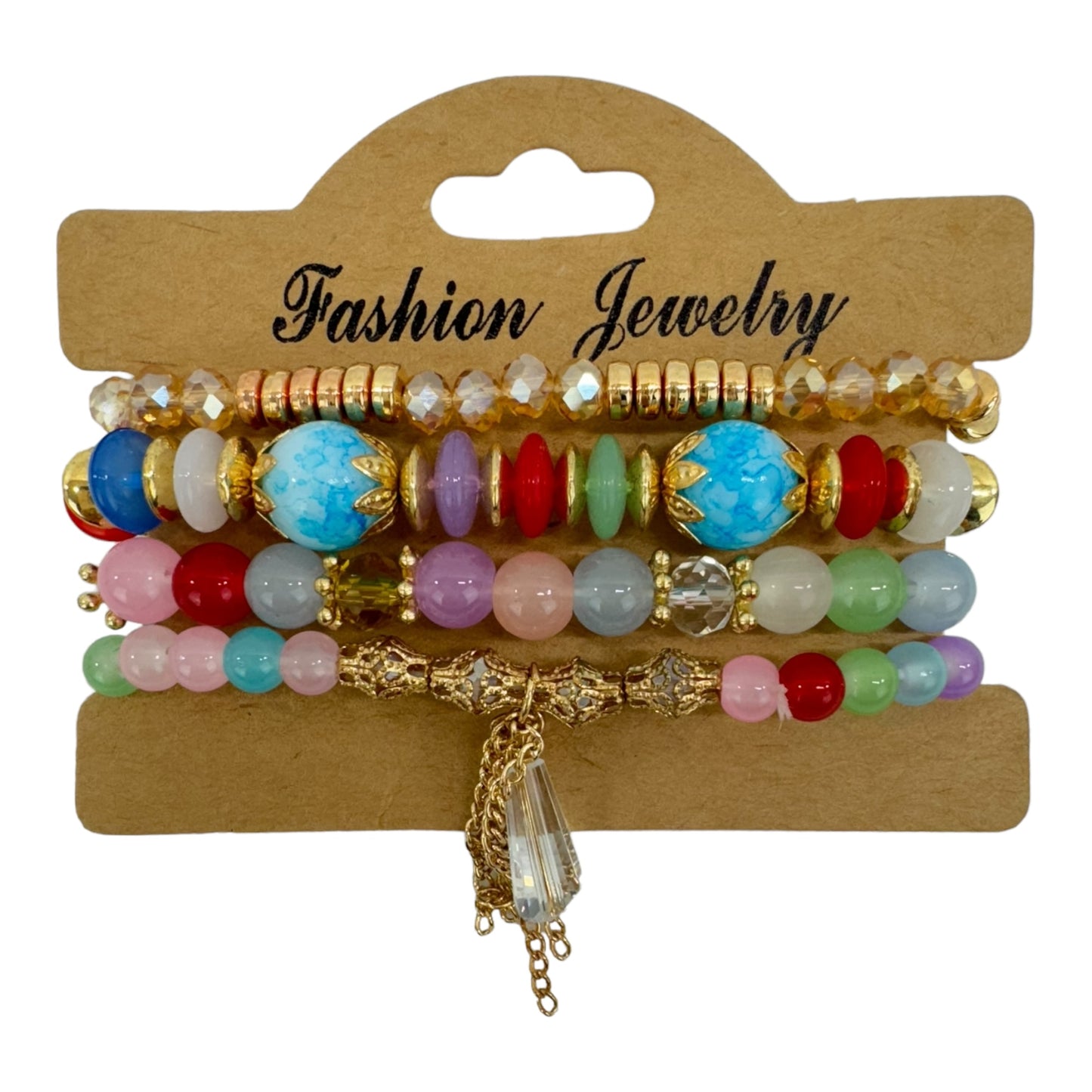Natural Stone Crystal Charm Bracelet Set  BR4228-15 (12PC)