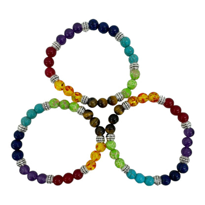 Natural Stone 7 Chakra Healing Bracelet BR6424 (12PC)
