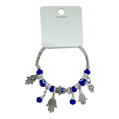 Evil Eye Charm Stretch Bangle Bracelet BR4218-3 (12PC)
