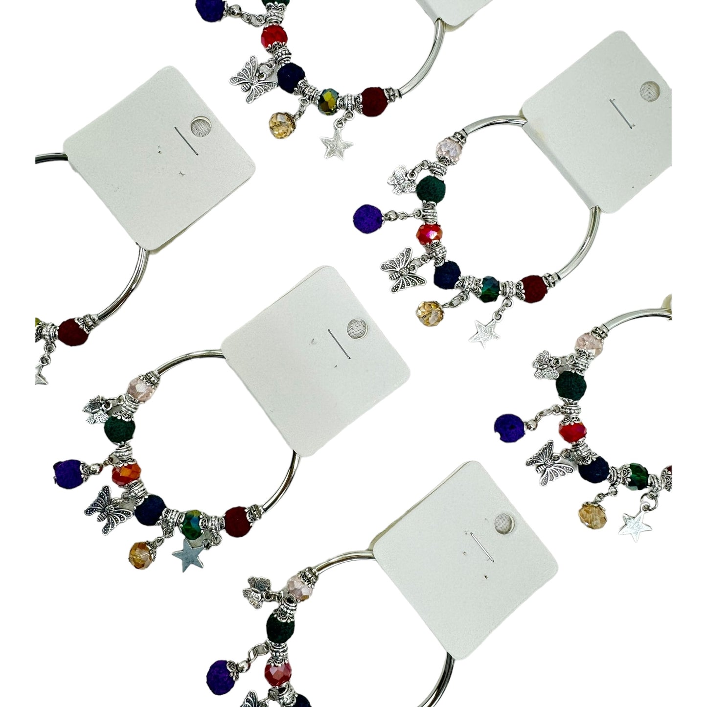 Butterfly Charm Stretch Bangle Bracelet BR4218-4-C (12PC)