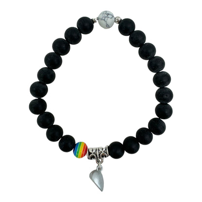 Natural Stone Magnetic Couples Friendship Bracelet BR4214-1.(12PC)