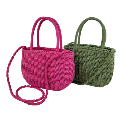 Rattan Beach Tote Shoulder Bag With Scarf BG4225-4. (1pc)