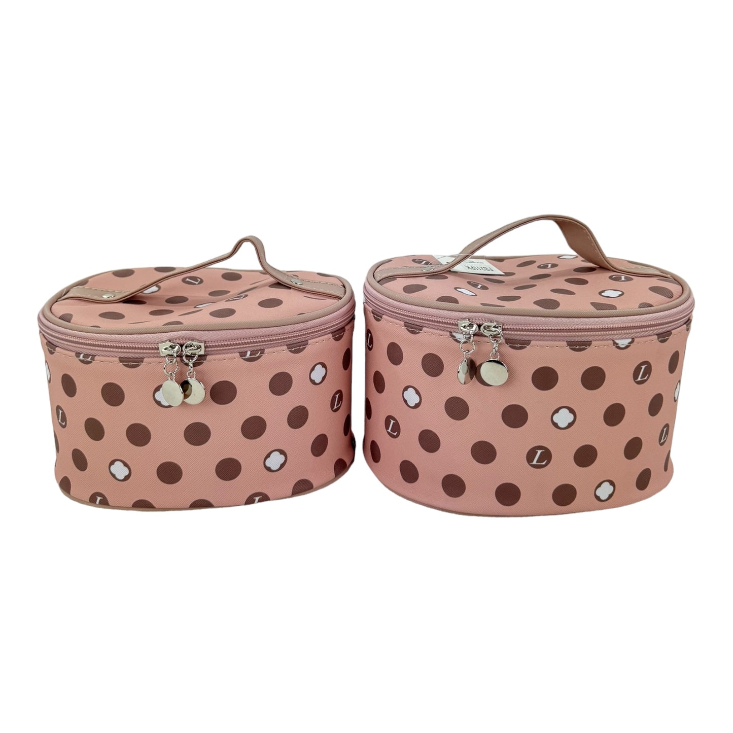 Vegan Leather Polk Dot  Print Cosmetic Case Travel BAG FB211 (4PC)
