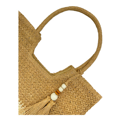 Rattan Beach Tote Bag With Tassel BG4225-13 (1pc)