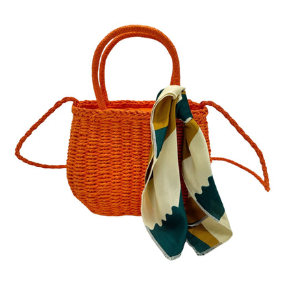 Rattan Beach Tote Shoulder Bag With Scarf BG4225-4. (1pc)