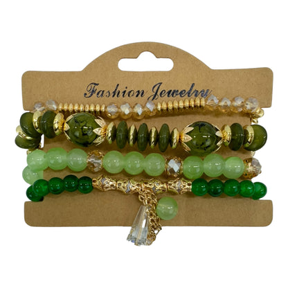Natural Stone Crystal Charm Bracelet Set  BR4228-15 (12PC)