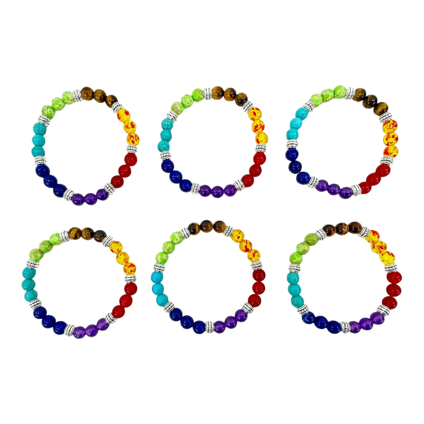 Natural Stone 7 Chakra Healing Bracelet BR6424 (12PC)