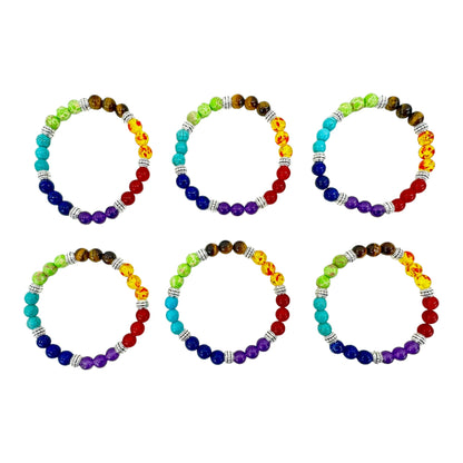 Natural Stone 7 Chakra Healing Bracelet BR6424 (12PC)