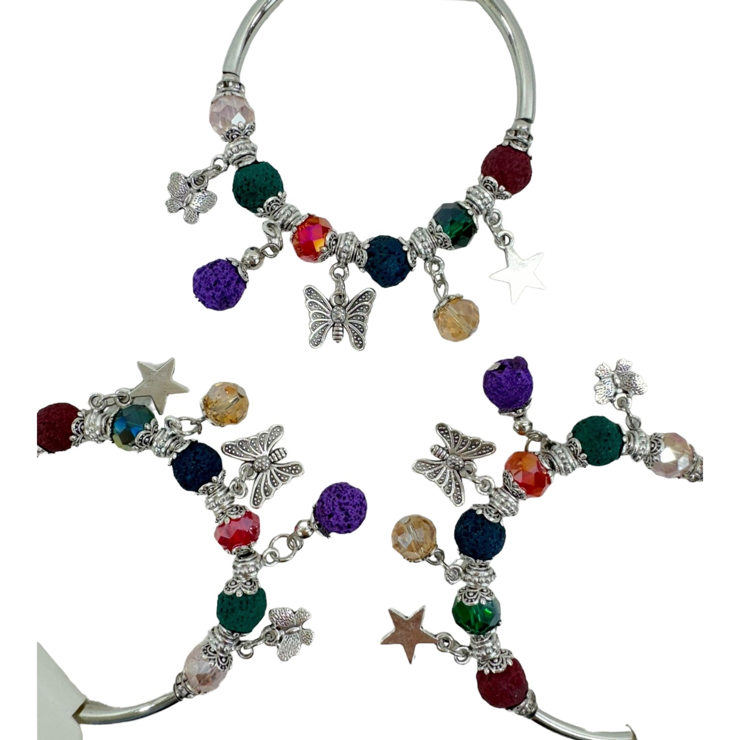Butterfly Charm Stretch Bangle Bracelet BR4218-4-C (12PC)