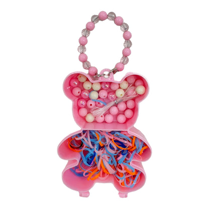 KIDS DIY BEADS KIT HAIR ACCESSORY SET BEAR JK4305-1 (12PC)