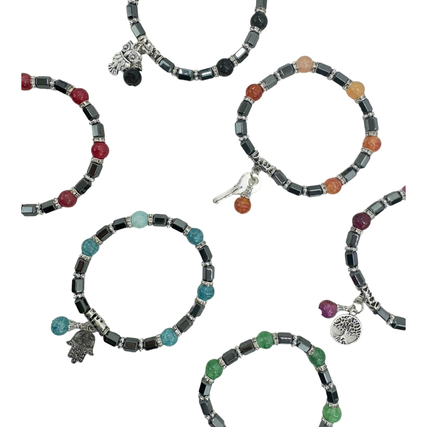 Natural Stone Charm Bracelet BR4225-1 (12PC)