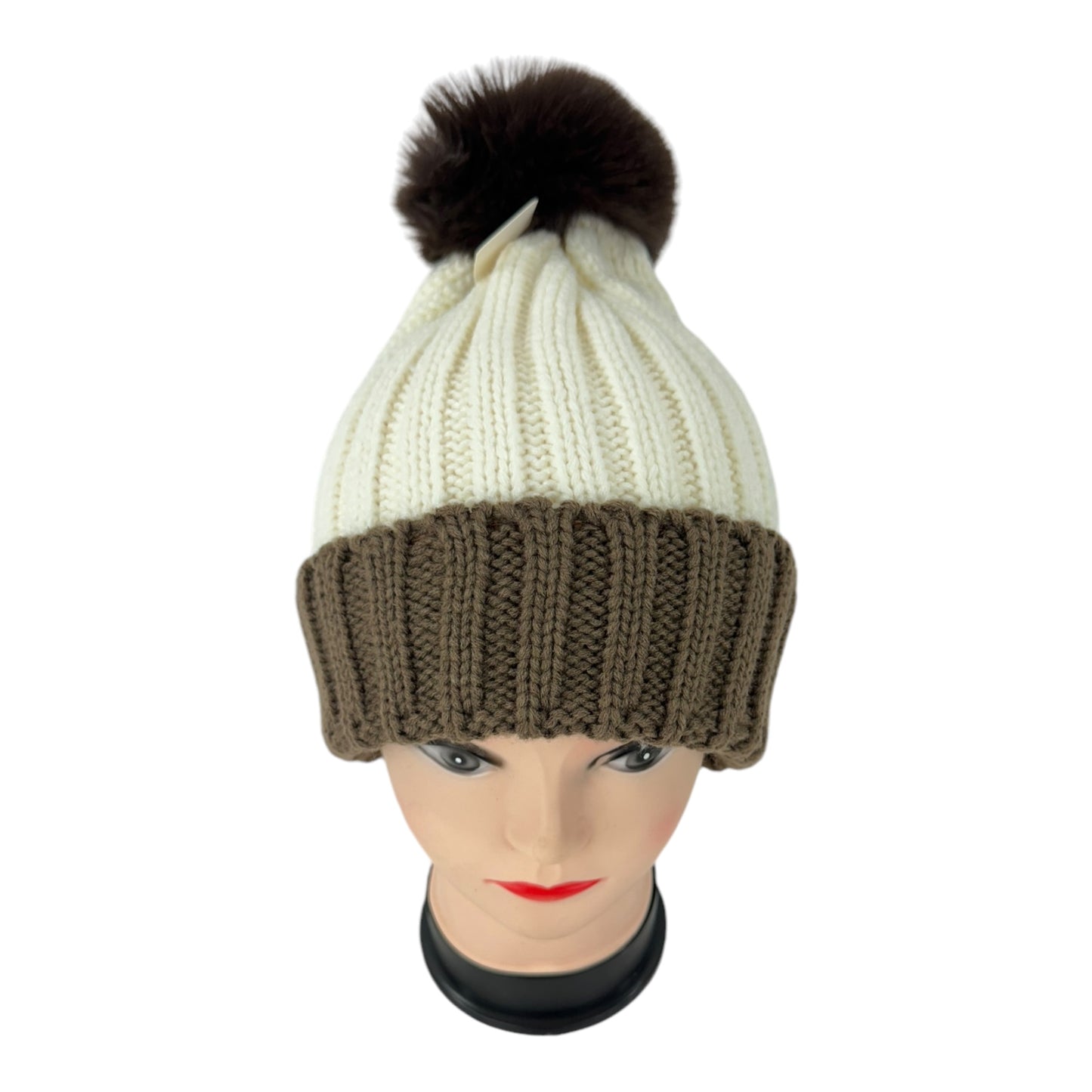 Pom Pom Two Tone Color Knitted Beanie SS4725-45 (12PC)