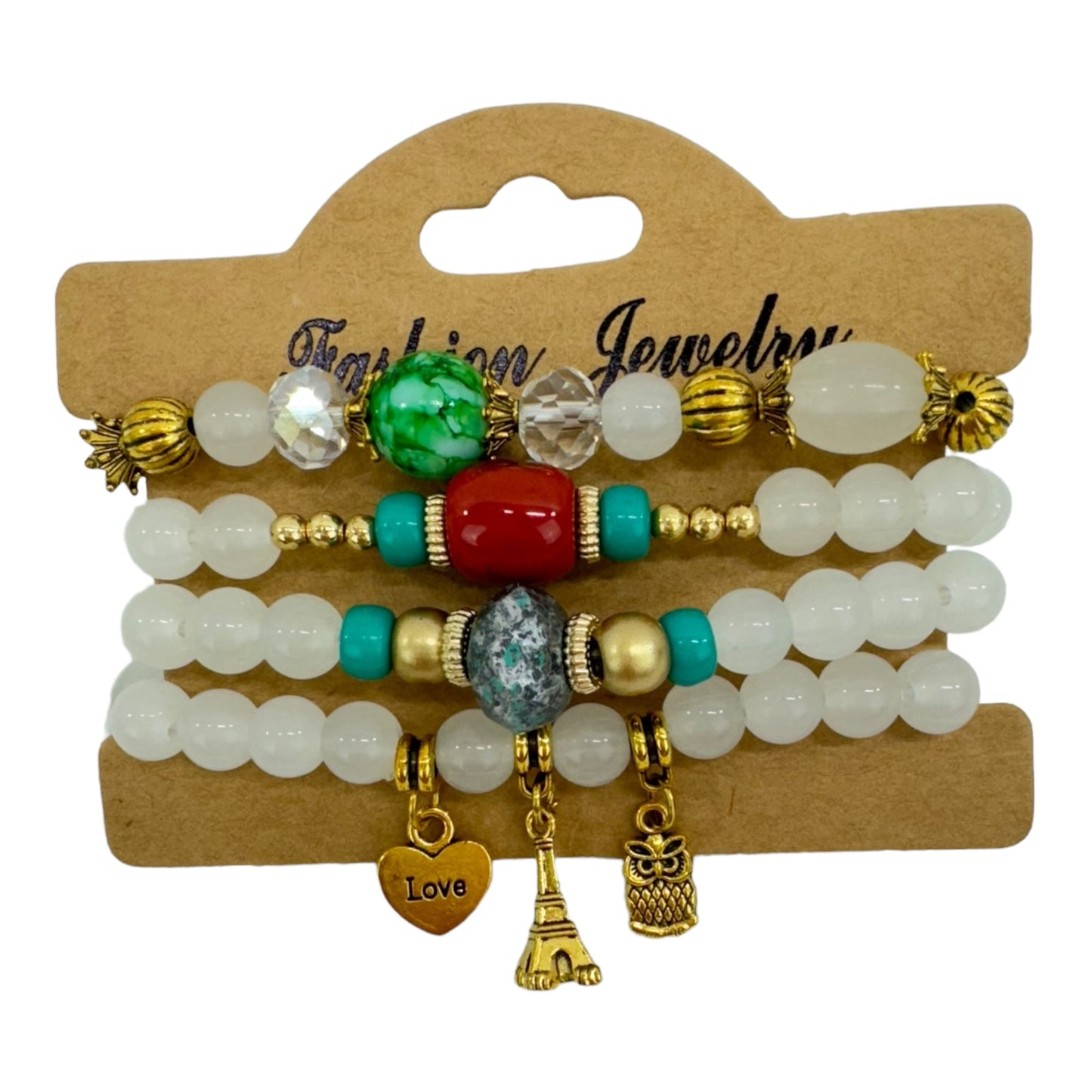 Natural Stone Multi Charm Bracelet Set BR4228-9 (12PC)