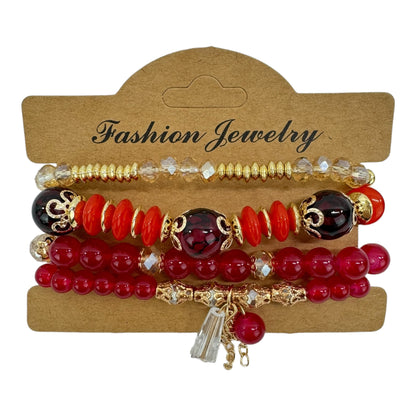Natural Stone Crystal Charm Bracelet Set  BR4228-15 (12PC)