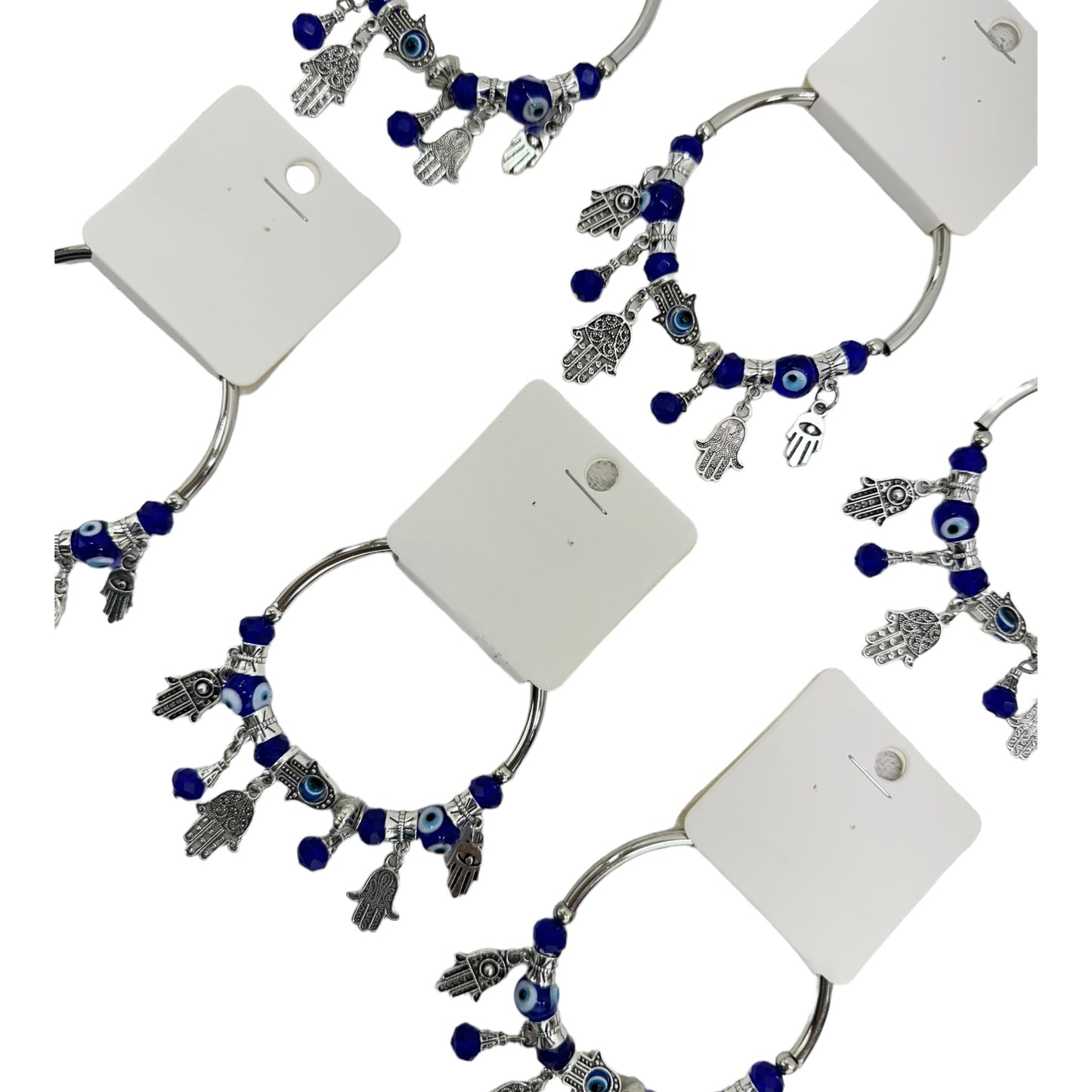 Evil Eye Charm Stretch Bangle Bracelet BR4218-3 (12PC)