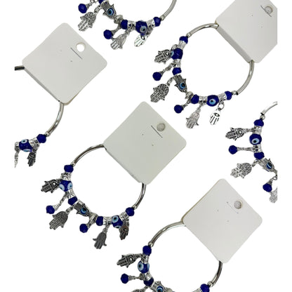 Evil Eye Charm Stretch Bangle Bracelet BR4218-3 (12PC)