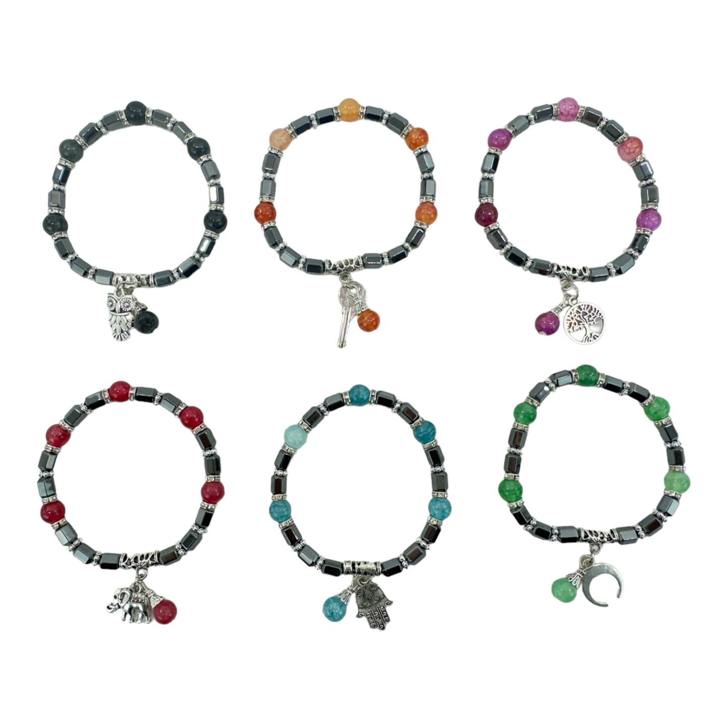 Natural Stone Charm Bracelet BR4225-1 (12PC)