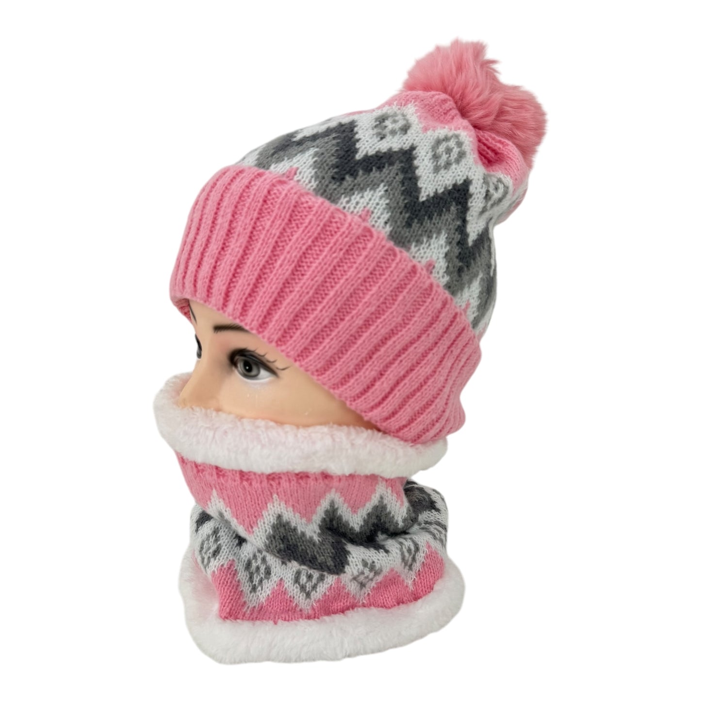 Pom Pom Knitted Beanie With Neck Warmer JH4730-5(12PCS)