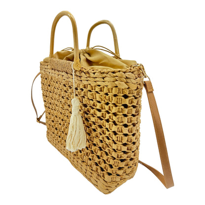Rattan Beach Tote Shoulder Bag With Tassel BG4225-2. (1pc)
