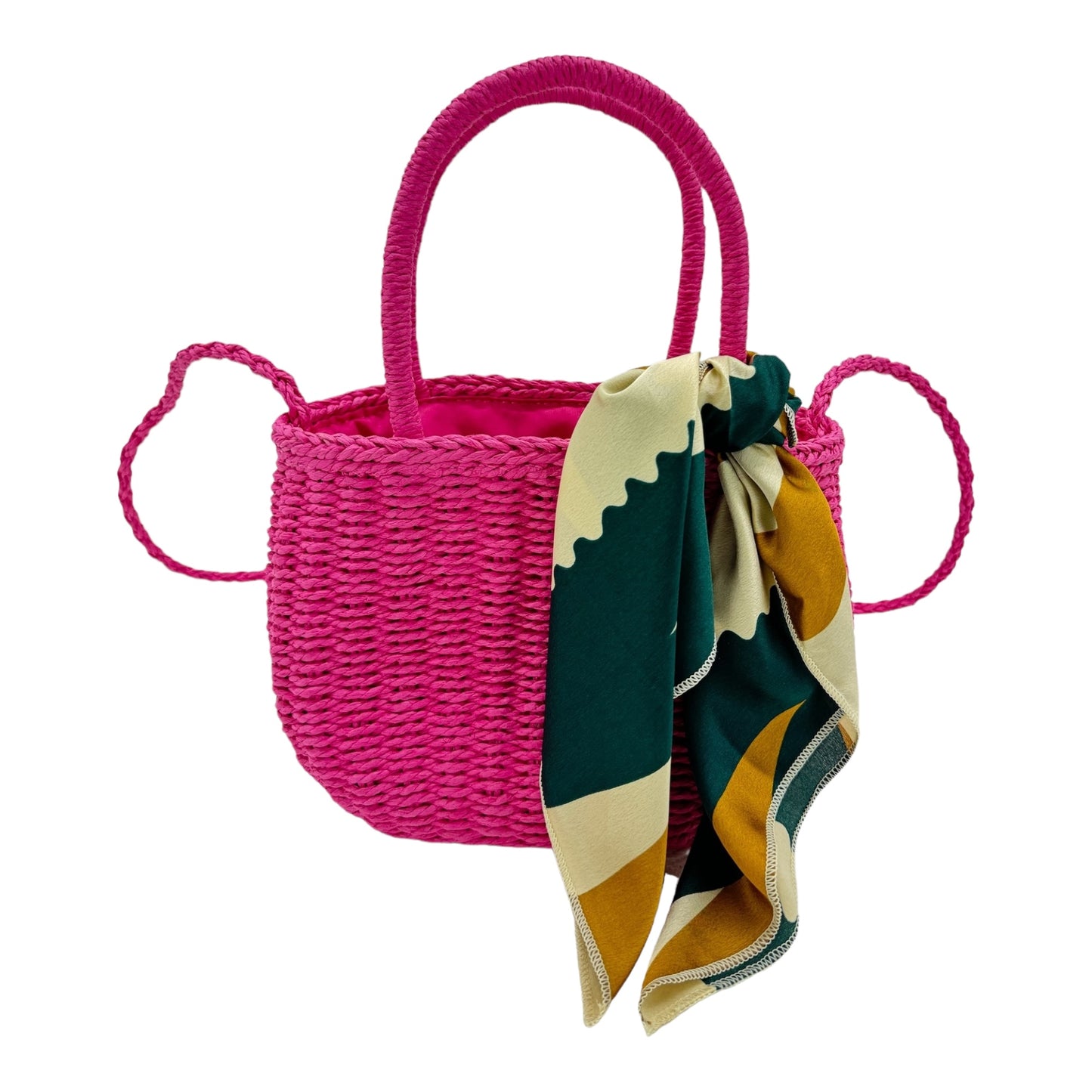 Rattan Beach Tote Shoulder Bag With Scarf BG4225-4. (1pc)