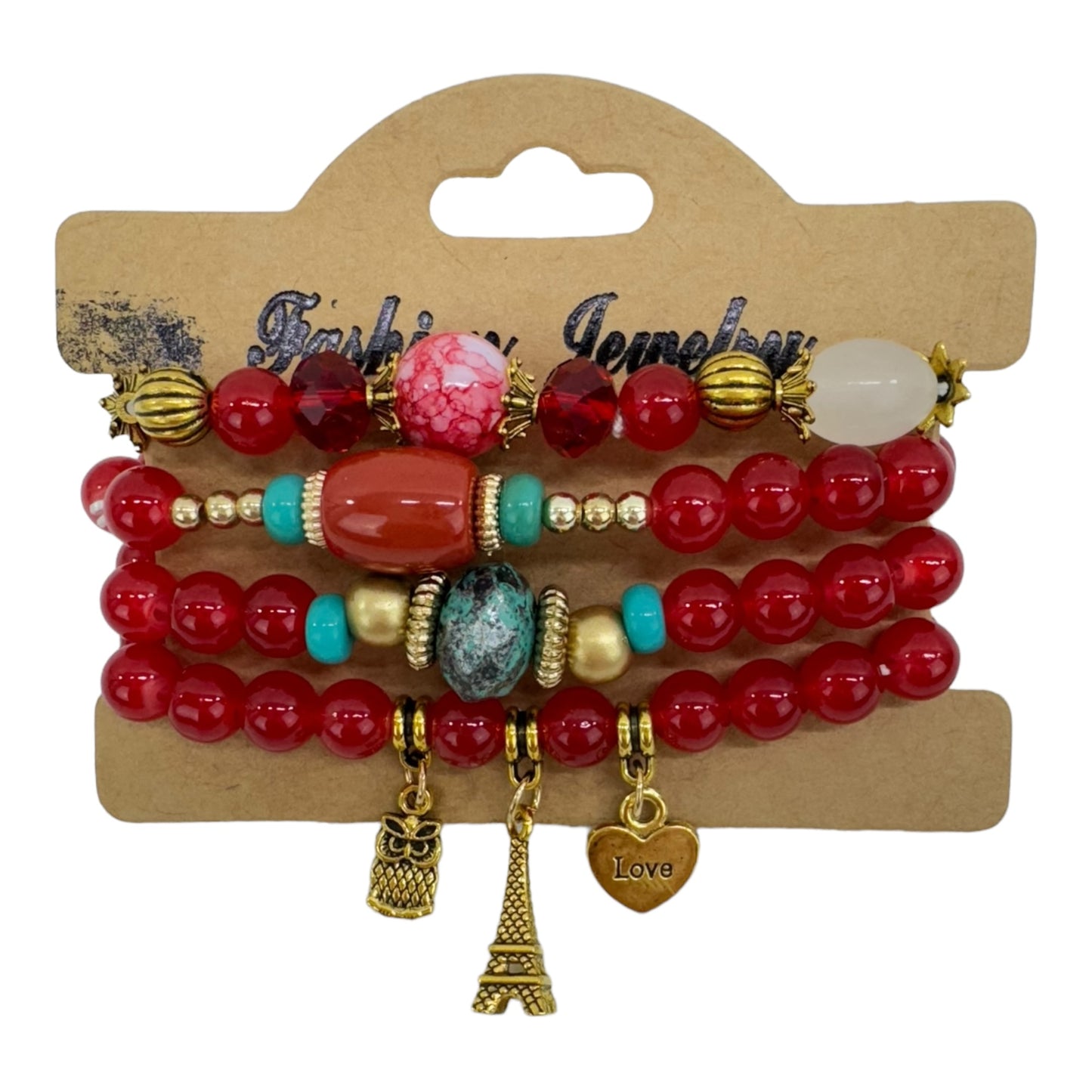 Natural Stone Multi Charm Bracelet Set BR4228-9 (12PC)