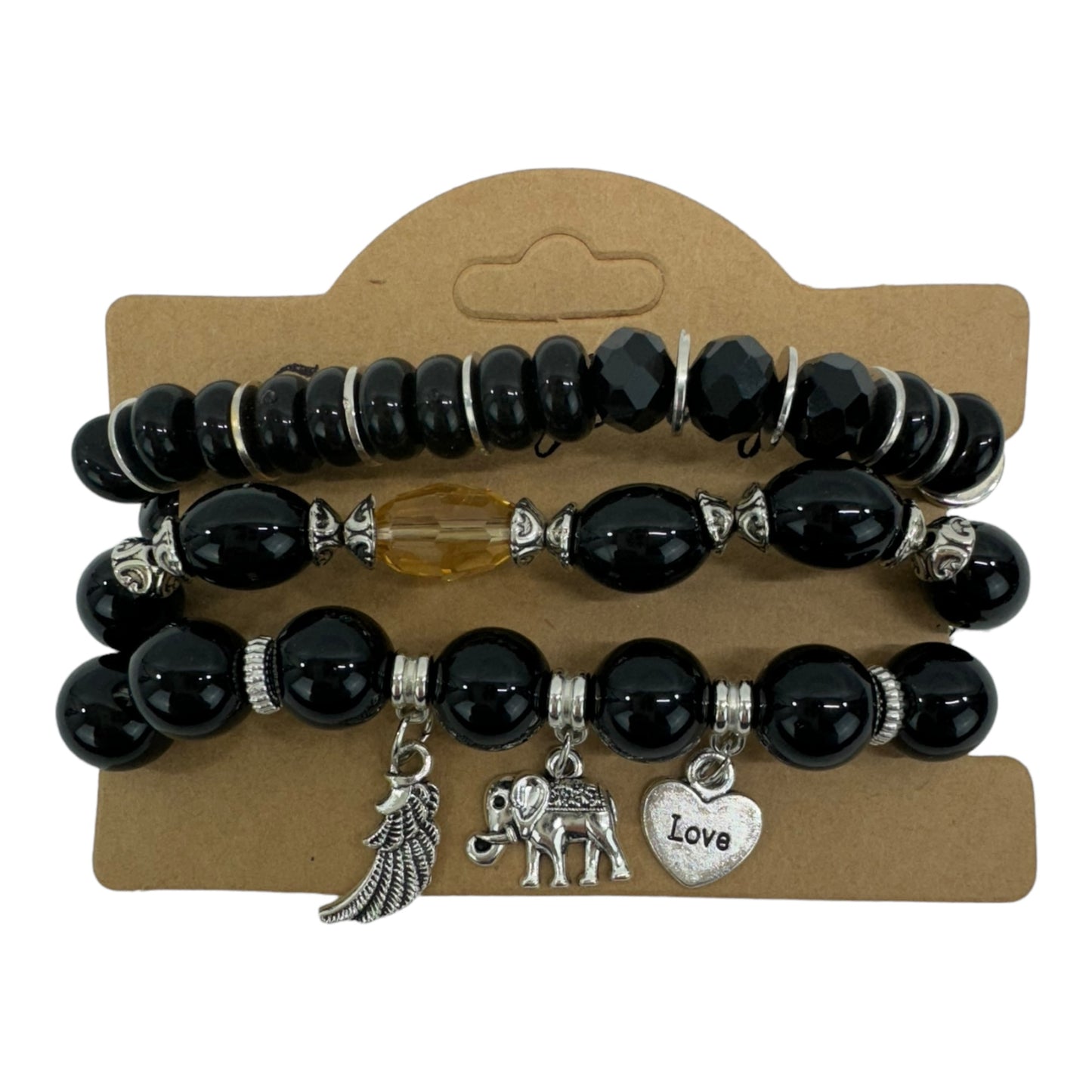 Natural Stone Elephant Charm Bracelet Set BR4228-17 (12PC)