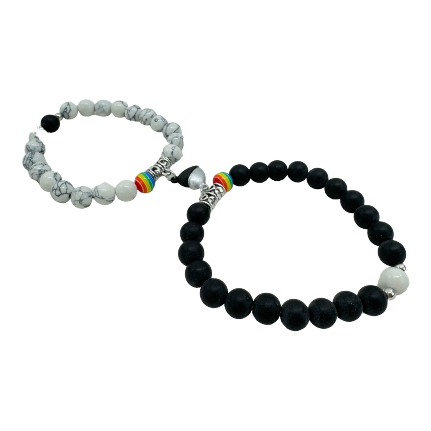 Natural Stone Magnetic Couples Friendship Bracelet BR4214-1.(12PC)