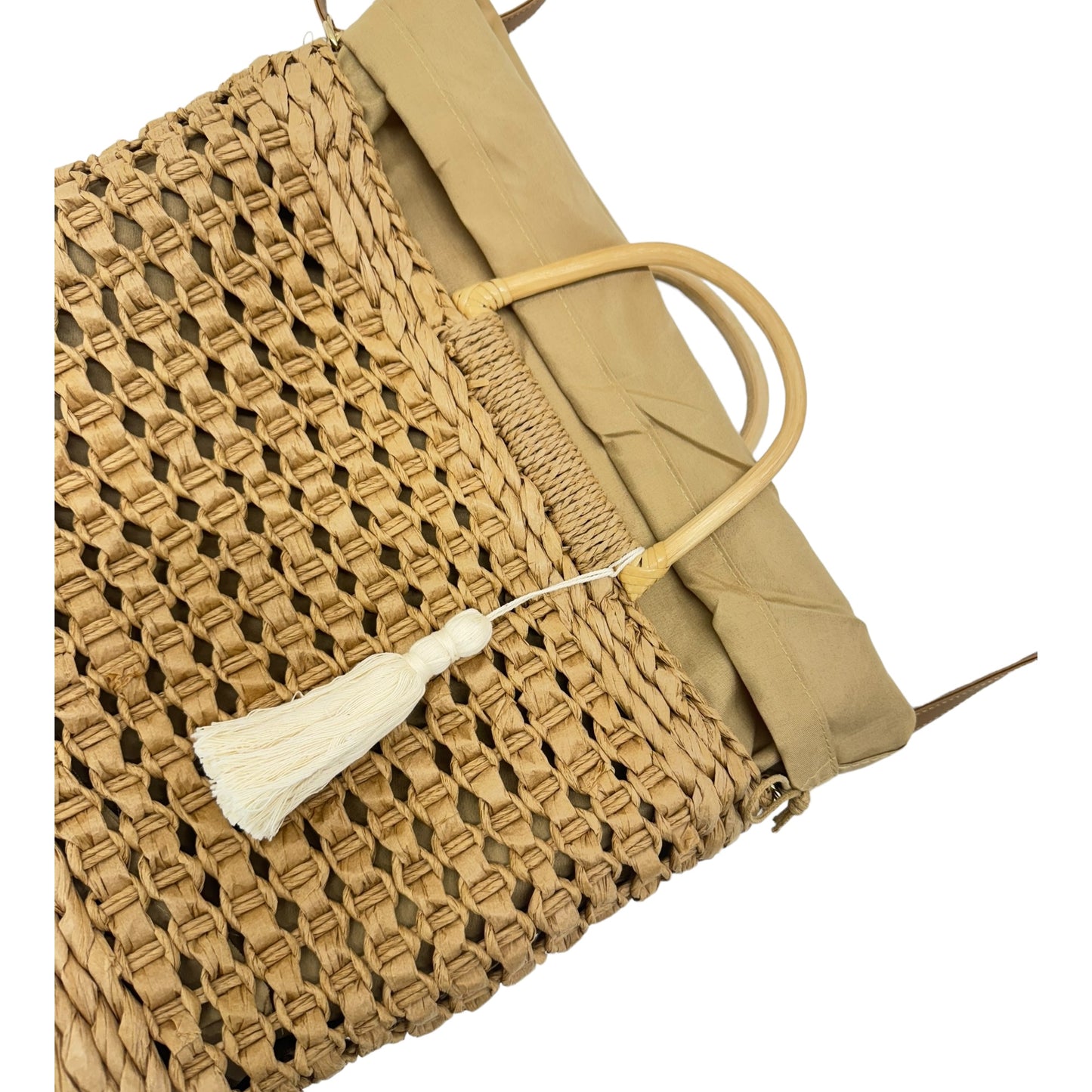 Rattan Beach Tote Shoulder Bag With Tassel BG4225-2. (1pc)