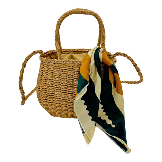 Rattan Beach Tote Shoulder Bag With Scarf BG4225-4. (1pc)