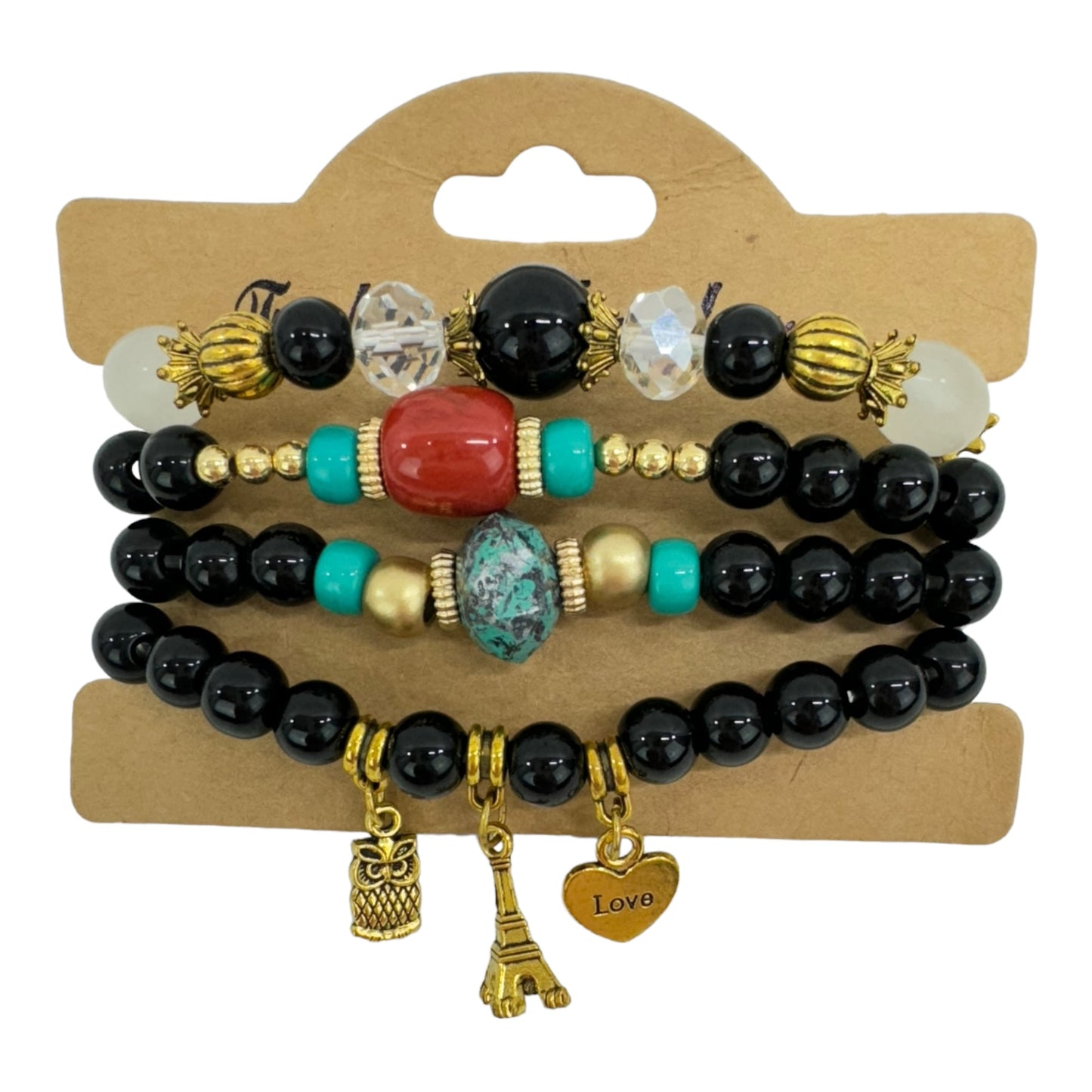 Natural Stone Multi Charm Bracelet Set BR4228-9 (12PC)