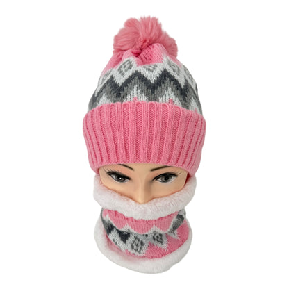 Pom Pom Knitted Beanie With Neck Warmer JH4730-5(12PCS)