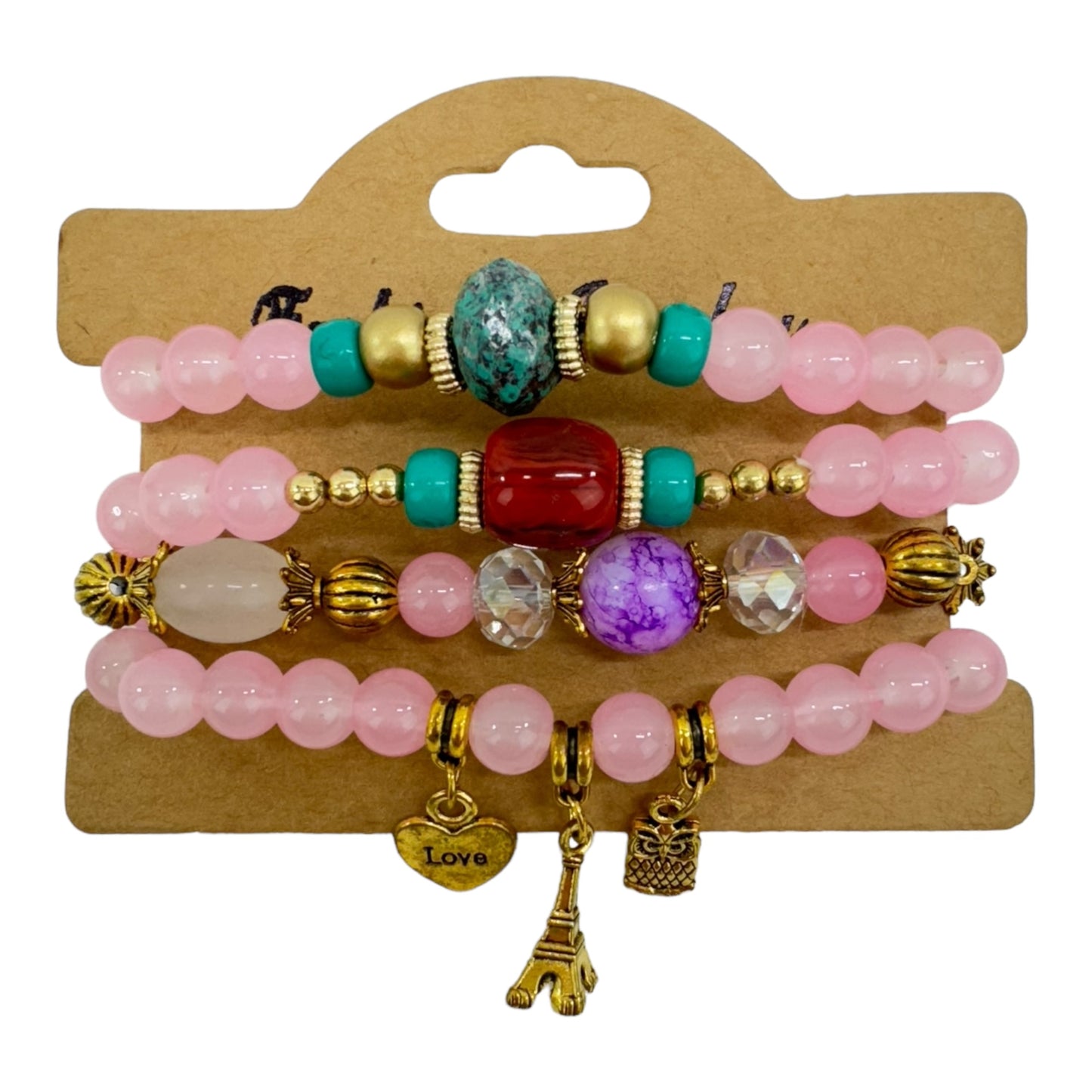 Natural Stone Multi Charm Bracelet Set BR4228-9 (12PC)