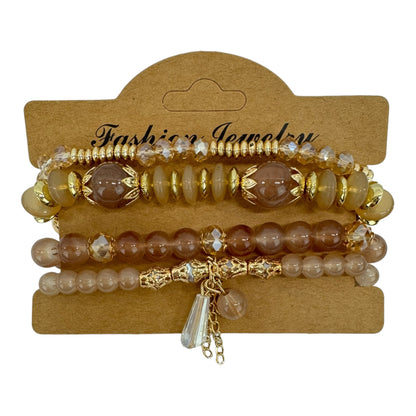 Natural Stone Crystal Charm Bracelet Set  BR4228-15 (12PC)
