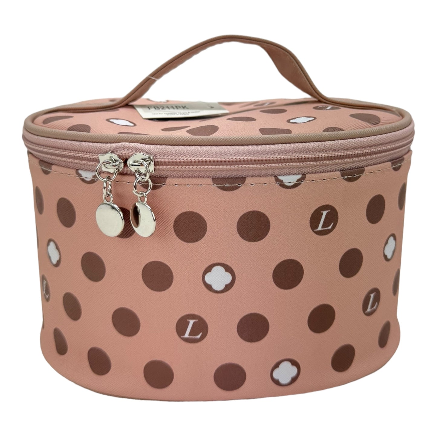 Vegan Leather Polk Dot  Print Cosmetic Case Travel BAG FB211 (4PC)