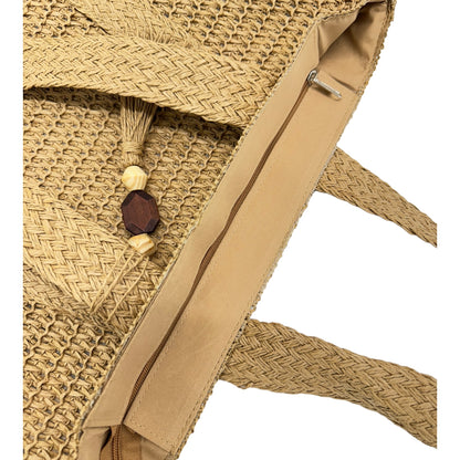 Rattan Beach Tote Shoulder Bag With Tassel BG4225-5. (1pc)