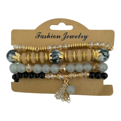 Natural Stone Crystal Charm Bracelet Set  BR4228-15 (12PC)