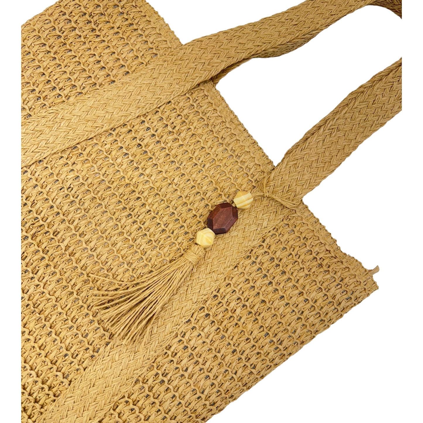 Rattan Beach Tote Shoulder Bag With Tassel BG4225-5. (1pc)